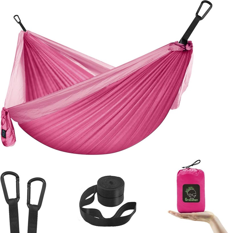 Grassman Kids Hammock-Small Camping hammocks, Portable Camping Gear for Child Indoor/Outdoor use, with Tree Straps & Carabiners Pink - Image 1